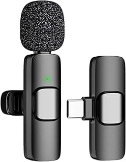 Wireless Microphone for Youtube Vlogging Singing Type-C Noise Cancelling Mic Karaoke Camera Phone Recording Lavalier Portable Clip Fitness Condenser Bluetooth (K8)