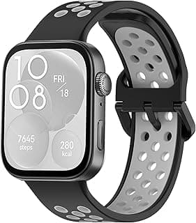 Silicone Strap for Huawei Watch Fit 3, [Breathable] Soft Silicone Sport Wristband Bracelet Replacement Strap, Two-tone Strap, Adjustable Design, for Huawei Watch Fit3
