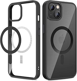 MHM Compatible with iPhone 15 6.1 Case Magnetic Clear Back Cover Slim Anti-Scratch Shockproof Protective Case Compatible with Magsafe for iPhone 15 6.1 inch (Black)