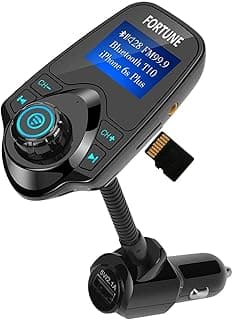 جهاز إرسال بلوتوث FM للسيارة ستار T10 لاسلكي مع شاشة 1.44 بوصة، شاحن USB، مشغل MP3، يدعم TF Card و Aux، متوافق مع ايفون وسامسونج