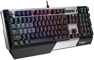BLOODY B865R RGB Gaming Keyboard - Optical BLUE Switch - LK Tactile & Clicky - Zero Lag Response 0.2ms with Lightning Speed - Magnetic Detachable Cover (AR/EN) | Gun Grey