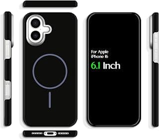 For Apple iPhone 16 PC Hard Slim Fit Back Cover, Supports Wireless Charging and Camera Hard Frame Protector Compatible With Apple iPhone 16 (6.1") (Matte Black)
