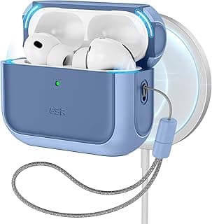 جراب ESR لسماعة AirPods Pro 3 (إصدار 2025)، متوافق مع MagSafe، حماية كاملة من السقوط مع حبل تعليق، أزرق كحلي