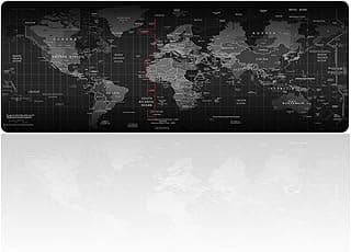 Extended World Map Mousepad XXL Gaming Large Waterproof Mouse Mat 2mm Thick 31.5"x11.8" Mouse Pad, Non-Slip Rubber Base with Stitched Edges (80x30 MAP)