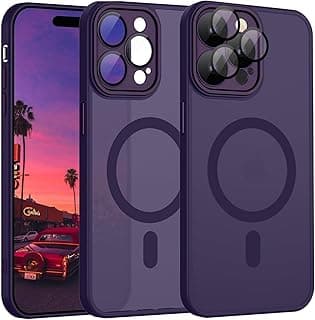 Grabist Magnetic Compatible with iPhone 14 Pro Max Case, Upgraded [Full Camera Protection with lens] [Compatible with wireless charging] [Translucent Matte] Shockproof Protective Case (Purple)