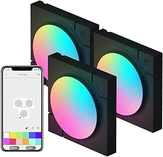 إضاءة Cololight LED - إضاءة حائط وليلة، مزامنة مع الموسيقى بألوان متعددة، متوافقة مع اليكسا وجوجل (عبوة 3 قطع)