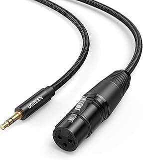 3.5mm to XLR Cable Male to XLR Female Microphone Cable Compatible with Cell Phones, Laptops, Microphones, Speakers- (2M- Black)