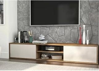 Arkit Sila Melamine MDF Spanish Rectangle TV Unit - White and Beige (W 180 X D 30 X H 35)