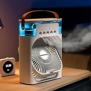 Portable Air Conditioner Fan,Personal Air Conditioner with Ice Tray, Evaporative Air Cooler,Cooling Fan th 7 Colors Light, 5 Sprays,3 Speeds, Fan for Small Room,Office,Car,Camp (may vary colore