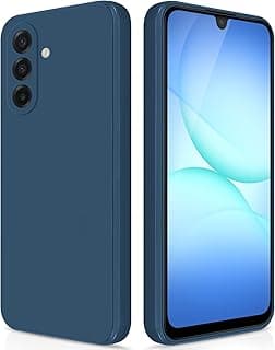 جراب سيليكون متوافق مع سامسونج Galaxy A17، جراب موبايل ناعم الملمس لكامل الجسم مع حماية للكاميرا، غطاء مقاوم للصدمات ببطانة مايكروفايبر، أزرق