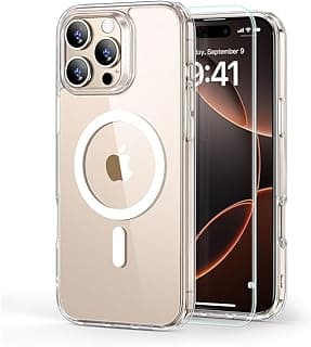 جراب ESR لـ iPhone 16 Pro Max، متوافق مع MagSafe + زجاج مقسى للحماية من الصدمات، جراب مغناطيسي (HaloLock) (شفاف)