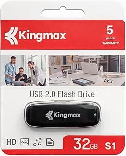 كينج ماكس ذاكرة فلاش USB 2.0 32GB S1، عصا ذاكرة محمولة، نقل بيانات عالي السرعة، تصميم صغير ومتين، مثالي للمستندات والموسيقى والصور والفيديوهات، ضمان 5 سنوات