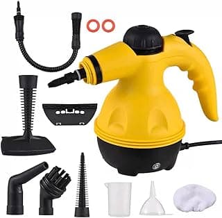 Handheld Steam Cleaner, Multi-Purpose, Yellow and Black, 1000W Power, Professional Deep Cleaning with 9 Accessories for Home, Car, Kitchen, Furniture