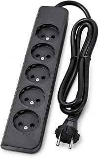 Power Strip 4 Outlets Extension Socket With Long Cable, Eu Plug, Multi Plug Adapter for Home Office, TV, Computer, Chargers, Black