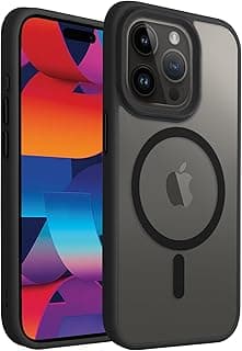 جراب tharlet مغناطيسي قوي مصمم لهاتف iPhone 15 Pro Max [متوافق مع Magsafe] [مقاوم للصدمات بمعايير عسكرية] ظهر PC مطفي شفاف نحيف ومقاوم للخدش (6.7 بوصة) - اسود
