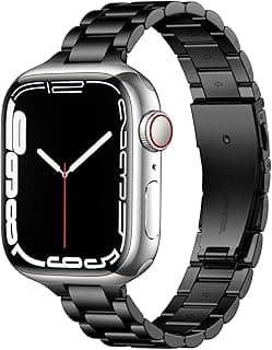 Straps Compatible with Apple Watch Strap 40mm 38mm 44mm 42mm 45mm 41mm 49mm, Stainless Steel Slim Replacement Metal Apple Watch Series 9 8 7 6 5 4 3 2 1/SE/Ultra/Ultra 2 Strap with Folding clasp