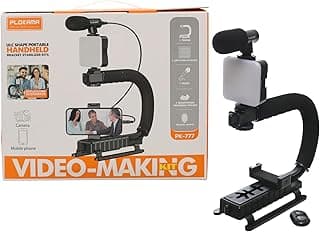 Plocama PK-777 Video Making Kit for Camera & Mobile Phones Includes Tripod, Microphone, LED Flashlight, Smartphone Universal Holder & Remote Control