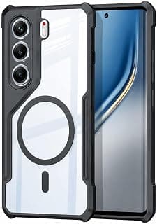Shockproof Transparent Back Case for TECNO CAMON 40 Heavy Duty Corner Protection, Clear PC Back with TPU Bumper, Camera Protection Cover, Not Support Wireless Charging