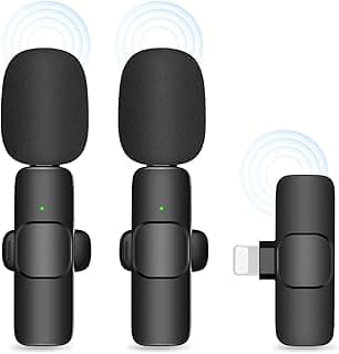 Wireless Lavalier Microphone for iPhone iPad Wireless Microphones Plug-Play Mini Lavalier Microphone Wireless for Video Recording Live Streaming Podcast Vlog YouTube Lapel Microphone Wireless