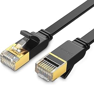كابل شبكة Cat 7 U/FTP مسطح، طول 0.5 متر (أسود)