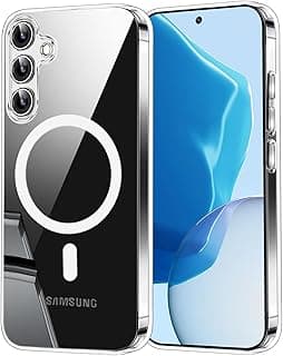 جراب موبايل لسامسونج Galaxy A56 5G، جراب حماية مغناطيسي شفاف مع ظهر PC مقاوم للخدش + إطار TPU مضاد للصدمات، شفاف