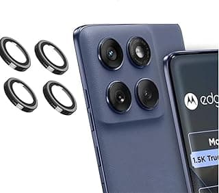 بروتكتور زجاجي للكاميرا متوافق مع Motorola Moto Edge 60 Fusion 5G - إطار معدني أسود، زجاج مقوى 3D