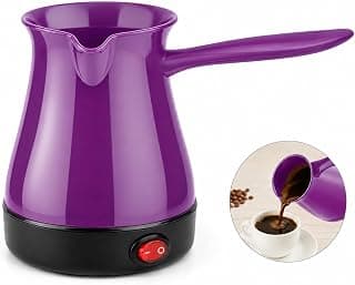 Electric Turkish Coffee Pot, 350W, 5 Cups Capacity, 0.5L Tank, Plastic Body, 75cm Cable, with Switch (Purple)