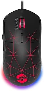 CORAX Gaming Mouse with cable, multi-colour LED lighting, USB connection, 5 programmable buttons PC mouse wired, DPI switch up to 3,200 dpi, sheathed cable, black