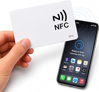 بطاقة NFC قابلة للبرمجة – بطاقة أعمال رقمية ذكية متوافقة مع NFC Tools و Android و iPhone – لمشاركة الروابط وبيانات التواصل وتشغيل الأوامر تلقائياً – 1 قطعة NFC Card | عبوه من قطه NFC كارت