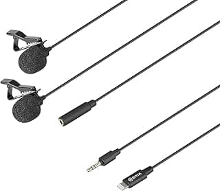 BY-M2D Plastic Digital Dual Lavalier Microphones With Small Clip For IOS Devices - Black