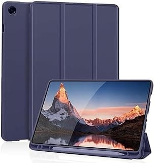 جراب لسامسونج Galaxy Tab A9 مقاس 8.7 بوصة 2023 SM-X110/X115/X117 مع مكان للقلم، مغناطيسي ذكي بخاصية النوم والاستيقاظ التلقائي وحامل قابل للطي (أزرق)
