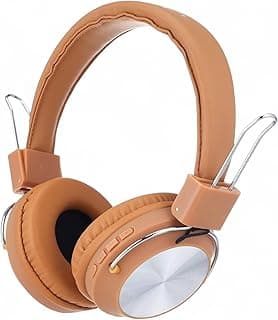 سماعات راس لاسلكية فوق الاذن SD-1001، سماعة بلوتوث 5.0 ستيريو مع ميكروفون مدمج، تصميم قابل للطي، تدعم بطاقة Micro SD ووضع راديو اف ام، وسائد اذن ناعمة ومريحة للهواتف الذكية واللابتوب (بني)