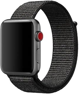 حزام رياضي من النايلون المنسوج لساعة ابل 42mm، اسود، HQPro