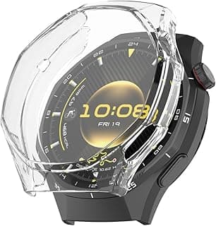 جراب واقي شاشة متوافق مع Huawei Watch GT 6 Pro مقاس 46mm، غطاء حماية HD، شفاف
