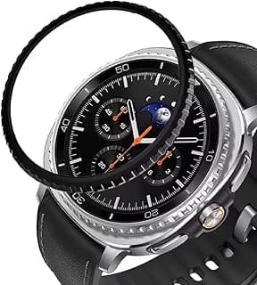 إطار حماية Fekra Bezel متوافق مع ساعة سامسونج Galaxy Watch 8 Classic (46mm)، إطار معدني رفيع جداً لاصق مضاد للخدش - اسود