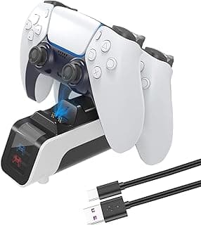 PS5 Controller Dual Charging Station, PS5 DualSense Wireless Controller Charger, Fast Charging Dock Compatible with Sony Playstation 5, USB Type C PS5...