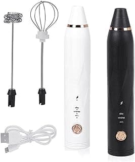 خلاط يدوي USB مع مضرب بيض - اسود/ابيض - (LB-201A)