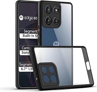 جراب لموتورولا Moto G75 5G، شفاف غير قابل للاصفرار، حماية عسكرية، مضاد للصدمات مع حماية للكاميرا (إطار أسود)