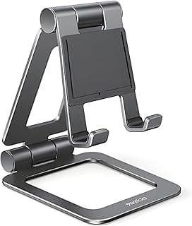 C98 Foldable Cell Phone Tablet Stand, Sturdy Adjustable Desk Stand, Compatible with All Devices up to 12.9 Inches, Ideal for Office, Home, Travel