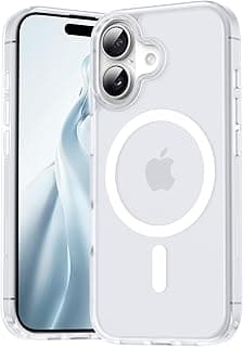 جراب مغناطيسي لهاتف iP 17 [متوافق مع MagSafe] جراب هاتف مقاوم للصدمات بمعايير عسكرية، مضاد للخدش، نحيف، خلفية مطفية شبه شفافة لهاتف iP 17 - أبيض ثلجي