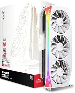 XFX ميركوري AMD راديون RX 9070XT OC اصدار ابيض للالعاب مع RGB 16GB GDDR6، HDMI 3xDP، AMD RDNA 4 RX-97TRGBBW9