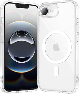 جراب لهاتف iPhone 16e، متوافق مع الشحن اللاسلكي، جراب مغناطيسي شفاف بحماية من السقوط بمعايير عسكرية (شفاف)