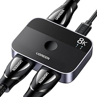 UGREEN HDMI Switch HDMI Splitter 8K@60Hz 4K@144/120/60Hz, Aluminium HDMI Switch 2 in 1 Out/1 in 2 Out, HDMI Switch for PS5/PS4/Xbox/TV Box/Blu-ray Player/DVD Player/Projector/Monitor/Laptop