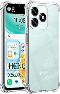 جراب متوافق مع Honor X5C X5C Plus، جراب شفاف من السيليكون TPU الناعم، زوايا معززة، حماية كاملة للكاميرا