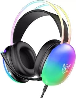 Onkuma X25 RGB Gaming Headset with 50mm Drivers 3D Stereo Surround Sound Noise Cancelling Microphone Over Ear Wired Headphones for PC PS5 PS4 Xbox Switch Laptop Mobile Black