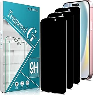 (3 Pack) for iPhone 16 Plus Privacy Screen Protector, Anti Spy Tempered Glass, Scratch Resistant, Bubble Free, Case Friendly, Touch Sensitivity