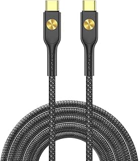 كابل شحن سريع Wi-C035 City 100 وات PD (USB-C إلى USB-C)، مزامنة بيانات وشحن سريع، كابل نايلون مضفر متين، متوافق مع ماك بوك، ايباد، سلسلة ايفون 16/15 واللابتوب – أسود