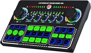 Nopatia X50 Professional Audio Mixer and External Sound Card with Echo and Bass Control for Smartphones Computers Live Streaming Gaming