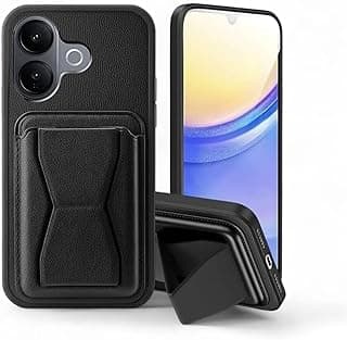 جراب جلد من 3M Store متوافق مع Vivo V60 lite 4G / 5G مقاوم للصدمات مع مكان للكروت ومسند مدمج من جلد PU (أسود)
