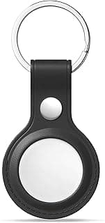 Flexible Protective PU Leather Anti-Lost Anti-Scratch Keychain Case for Airtag (Black)